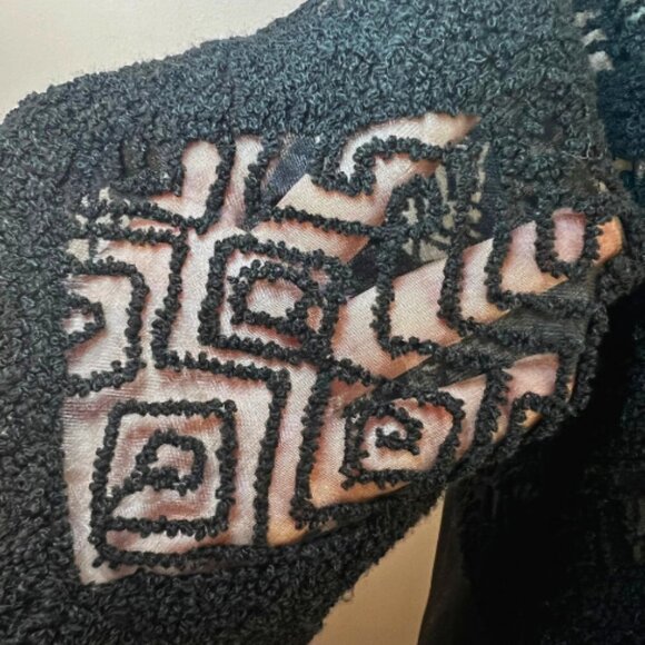 LUCKY BRAND Black Mixed Material Embroidered Mesh Open Cardigan Size S - Picture 13 of 16